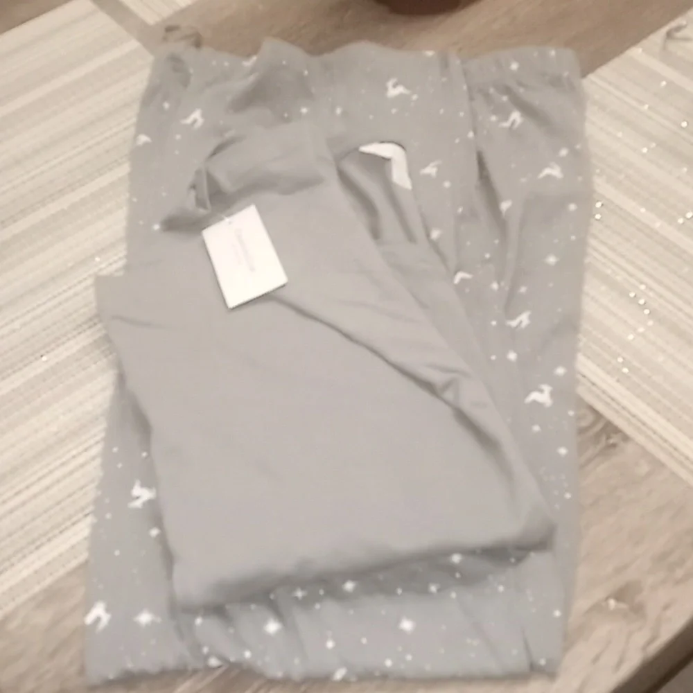 Charter Club Cotton Pajama Set Grey Reindeer